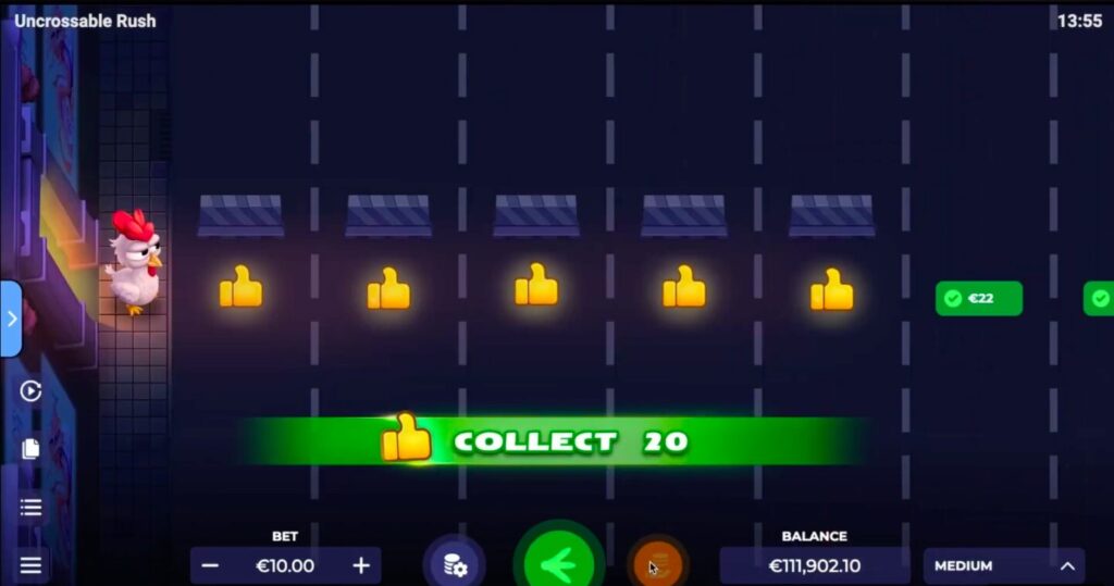 uncrossable rush gain